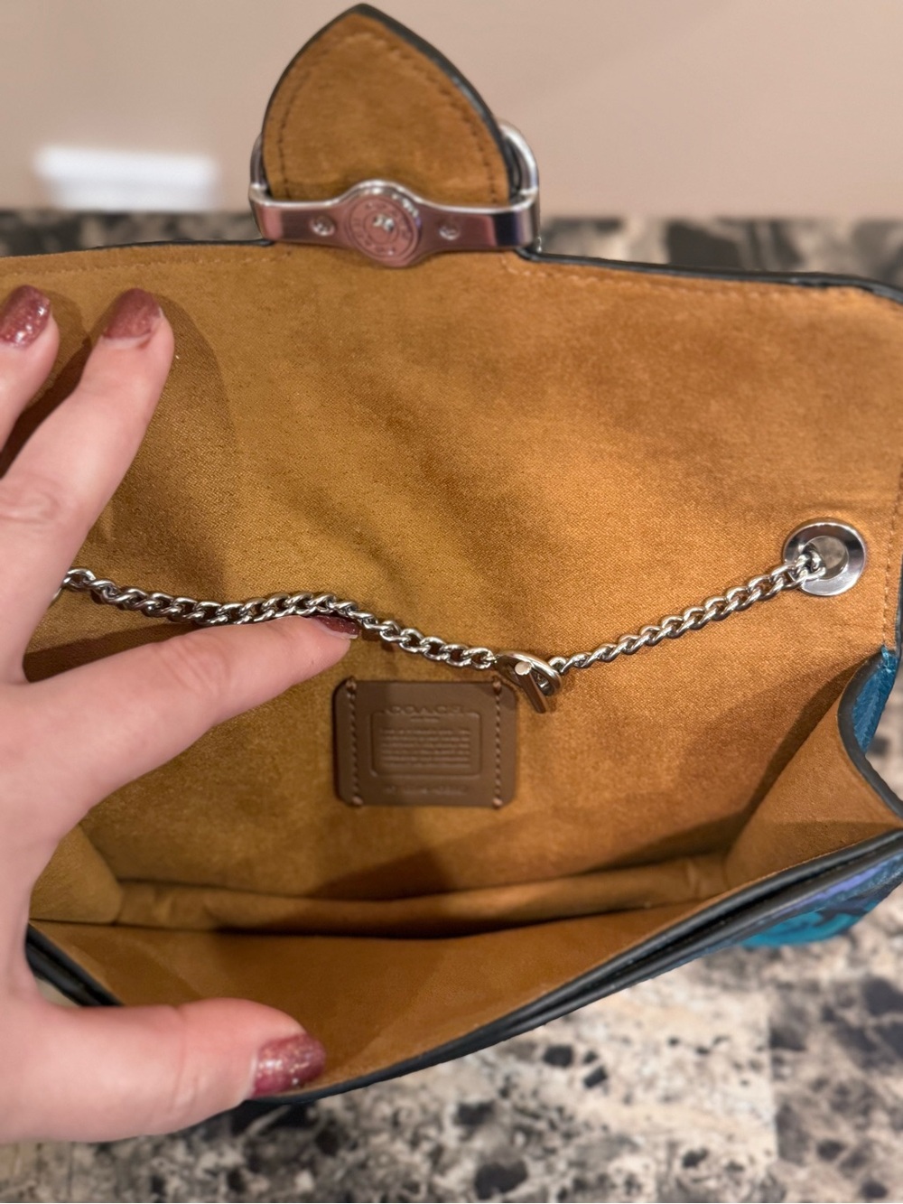❌SOLD❌Coach Morgan Crossbody with Jumbo Floral Print Deep Turquoise - Picture 9 of 14